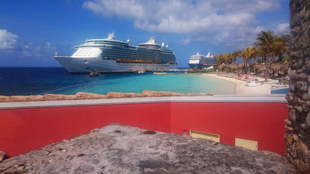 view on a cruise ship from a poolのeditorial素材