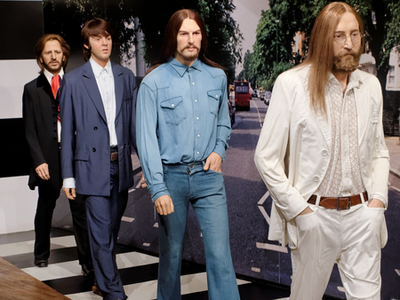 BLACKPOOL, JANUARY 14: Madame Tussauds, UK 2018. The Beatles were an English rock band formed in...