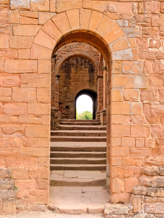 KENILWORTH, AUGUST 06: Kenilworth Castle, UK 2018. Narrow entrance to the Clinton's 12th-century...