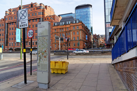 Birmingham, October 07: Information board on Ludgate Hill in Jewellery Quarter, UK 2018のeditorial素材