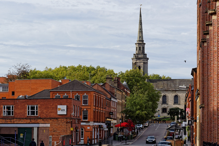Birmingham, October 07: View of the St. Pauls Church from Ludgate Hill, UK 2018のeditorial素材