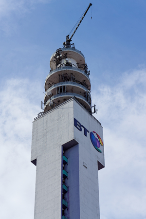 Birmingham, October 07: The BT Tower is a famous landmark and telecommunications tower in Birmingham, England, UK 2018のeditorial素材