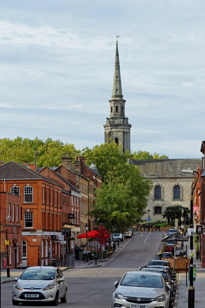 Birmingham, October 07: View of the St. Pauls Church from Ludgate Hill, UK 2018のeditorial素材