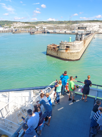 Dover, August 14: Passengers photograph during the cruise from the Dover port. UK 2018のeditorial素材
