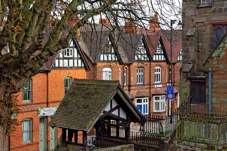 Sutton Coldfield, October 13: View of the old buildings from the Holy Trinity Church on Trinity Hill north of Sutton town centre, UK 2018のeditorial素材