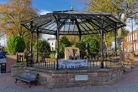 Cannock, October 31. Roofing with a memorial plaque, Erected by Public Subscription to Commemorate the Coronation of King Edward VII 1902, UK 2018のeditorial素材