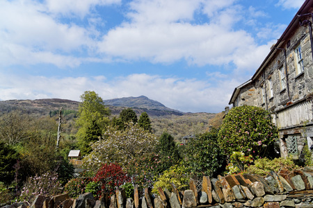 The village of Maentwrog in the mountains of Snowdonia, Walesの写真素材