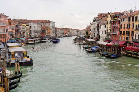 Gondolas and boats on the Grand Canal in Venice, May 04, Italy 2018のeditorial素材