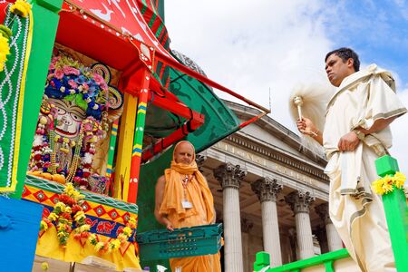 The cart festival called Rathayatra in London, Deity adored by the priests. June 16, UK 2019のeditorial素材