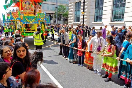 The cart festival called Rathayatra, Everybody can pull the ropes on the cart. June 16, UK 2019