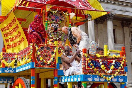 The cart festival called Rathayatra in London, Deity adored by the priests. June 16, UK 2019のeditorial素材