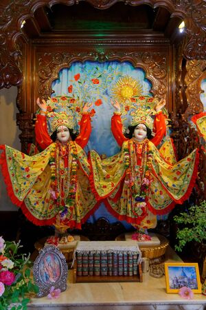 The main altar in the Hare Krishna temple called 'New Mayapur' in Lucay-Le-Male, August 8, France 2019.のeditorial素材