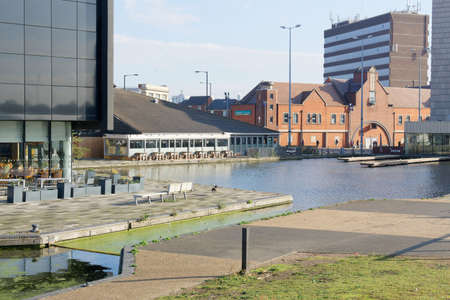 View of the Walsall Canal, Walsall, October 14, UK 2020のeditorial素材