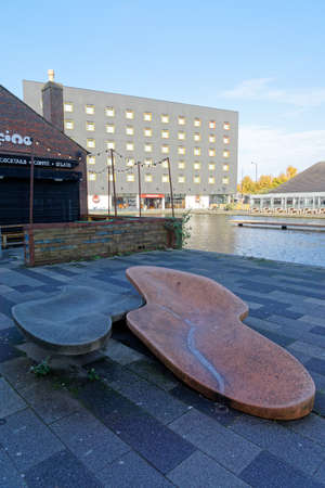 Two sculptures by the marina Walsall Canal, Walsall, October 14, UK 2020のeditorial素材