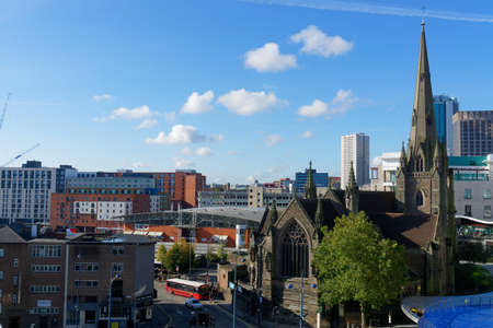 City view with the Saint Martin church in Birmingham, October 15, UK 2020のeditorial素材