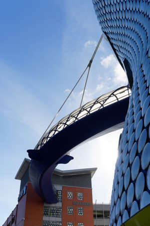 Modern architecture and a hanging footbridge, Birmingham, October 15, UK 2020のeditorial素材
