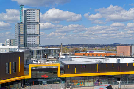 Wolverhampton Train Station in West Midlands. Shot from above. April 15, UK 2021