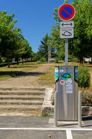 Liikennevirta Oy (CPO) charging Station in small city Loche-sur-Indrois, August 05, France 2020のeditorial素材