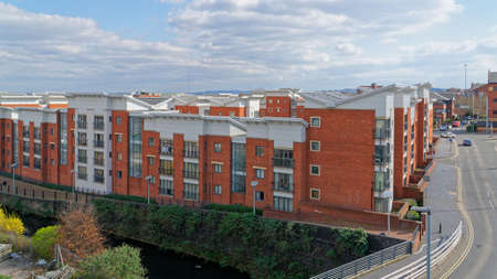 Horseley Fields estate, situated along canal in Wolverhampton. April 16, UK 2021のeditorial素材