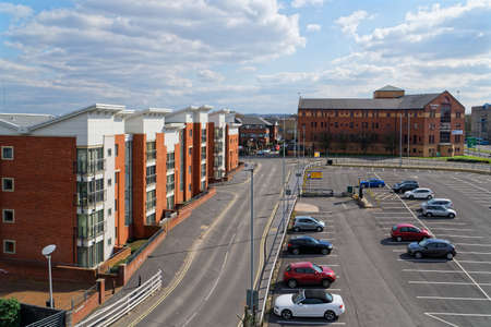 Horseley Fields estate, situated along canal in Wolverhampton. April 16, UK 2021のeditorial素材
