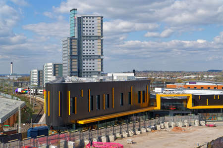 Train Station in Wolverhampton. Shot from above. April 16, UK 2021のeditorial素材