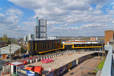 Train Station in Wolverhampton. Shot from above. April 16, UK 2021のeditorial素材