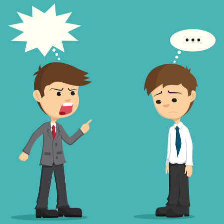 Businessman and businesswoman arguing with each other. Vector illustration.のイラスト素材