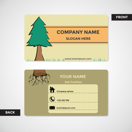 Business card design template with tree and house icon. Vector illustration.のイラスト素材