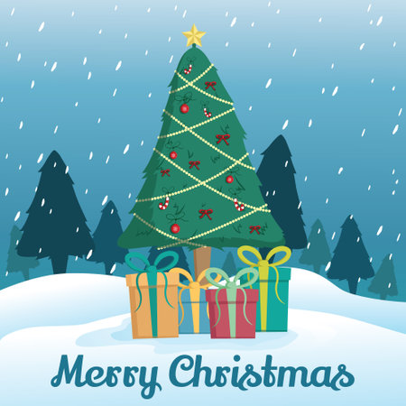 Merry Christmas and Happy New Year Greeting Card. Vector illustrationのイラスト素材