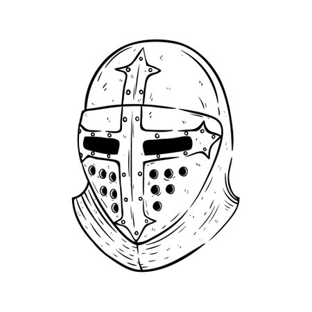 Medieval knight helmet. Vector illustration of a medieval knight helmet.のイラスト素材