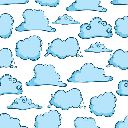 Seamless pattern with cartoon clouds. Vector illustration of clouds.のイラスト素材