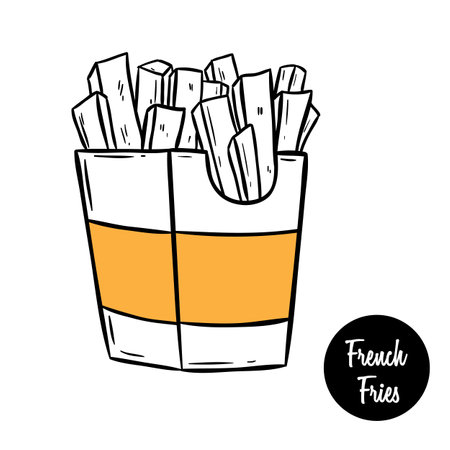 French fries. Hand drawn doodle illustration of french fries.のイラスト素材