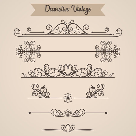 Vintage calligraphic design elements and page decoration - vector setのイラスト素材
