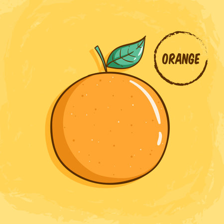 Orange fruit icon. Hand drawn vector illustration. Cartoon style. Vector illustration.のイラスト素材