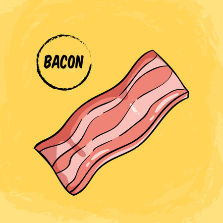 Illustration of a piece of bacon. Hand drawn. Vector.のイラスト素材
