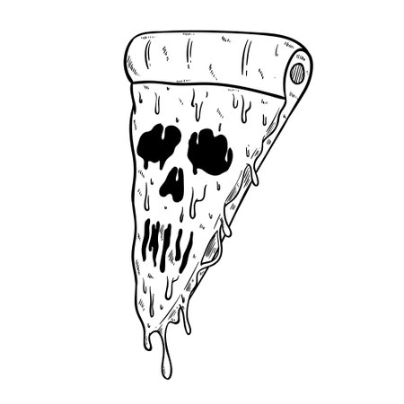 Pizza slice icon. Vector illustration of a slice of pizza.のイラスト素材