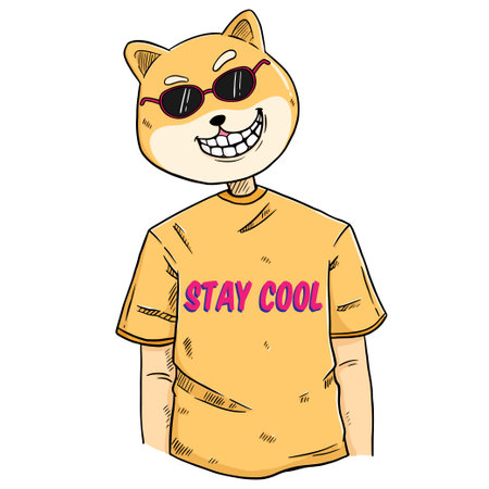 Shiba Inu dog in a T-shirt. Vector illustration.のイラスト素材