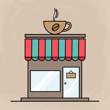 Coffee shop line icon. Vector illustration of coffee shop.のイラスト素材