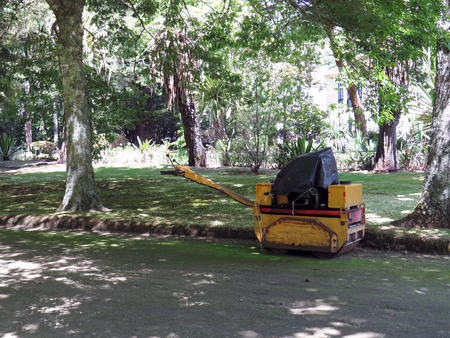 Yellow road roller