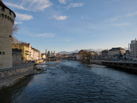 Scenery of Reuss River, Lucerne - Switzerland