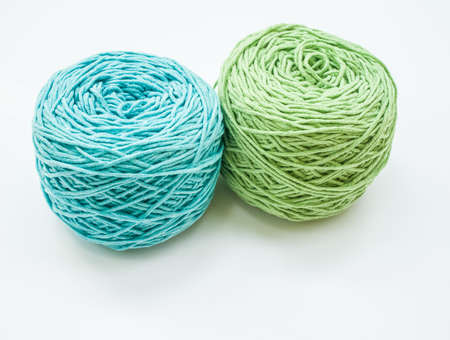 Knitting yarn isolated on white backgroundの写真素材