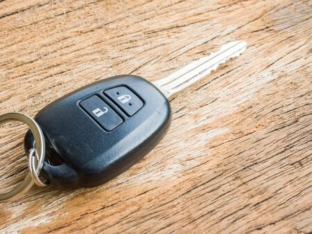 Car Key on wood backgroundの写真素材