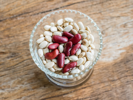 Closeup Mixed beans on glassの写真素材