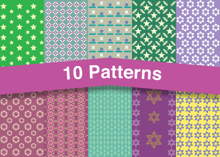 Set of ten patterns with different sizes and colors.のイラスト素材