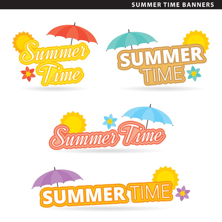 Set of summer time banners in two typographic styles.のイラスト素材