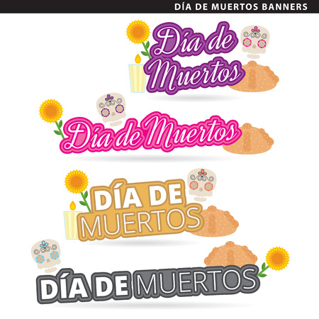Set of dia de muertos banners in two typographic styles.のイラスト素材