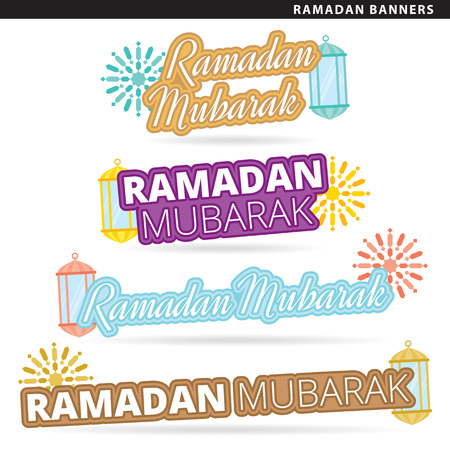 Set of ramadan banners in two typographic styles.のイラスト素材