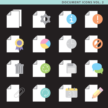 Set of sixteen document icons with layers.のイラスト素材