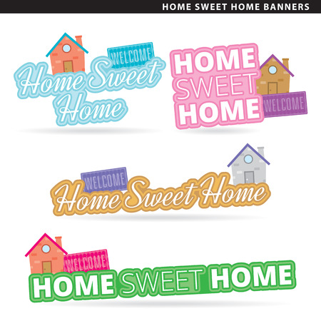 Set of home sweet home banners in two typographic styles.のイラスト素材