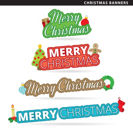 Set of christmas banners in two typographic styles.のイラスト素材